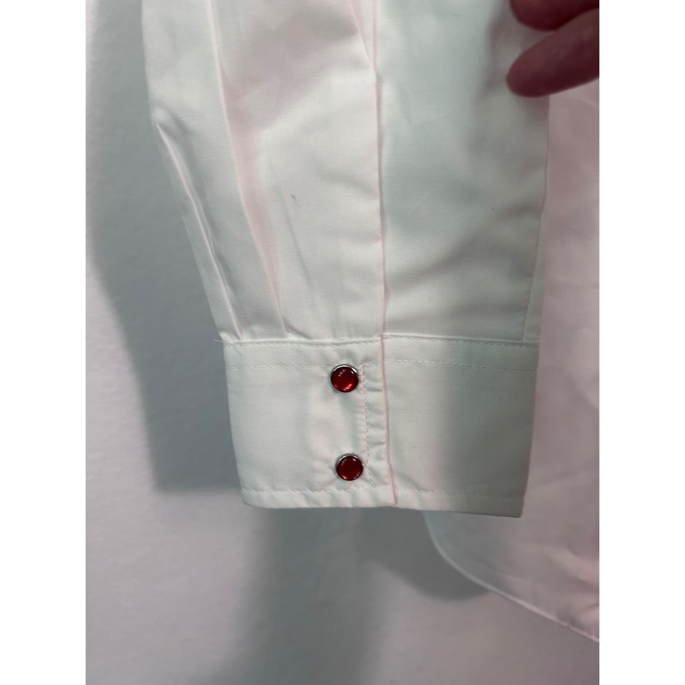 Ely Country Charmers Womens White Western Rose Embroidered Pearl Snap Shirt Sz S - Picture 8 of 10